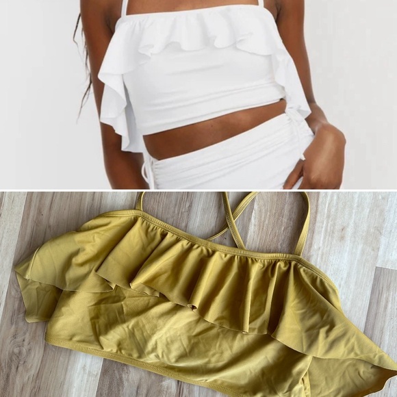 June Loop Mary Bikini Top Ruffle mustard Yellow Size XL - Picture 1 of 7